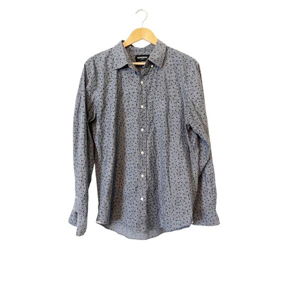 Bonobos Other - Bonobos Stretch Slim Fit Gray Black Flowers‎ Long Sleeve Button Down Shirt Large